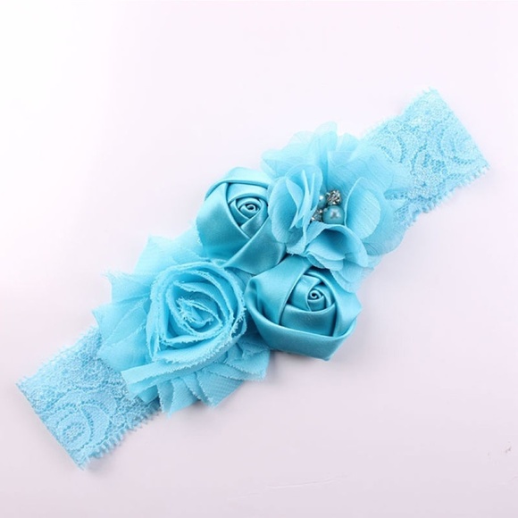 Lace & Double Satin Rose Hair Band - (GRAY) - Picture 8 of 8
